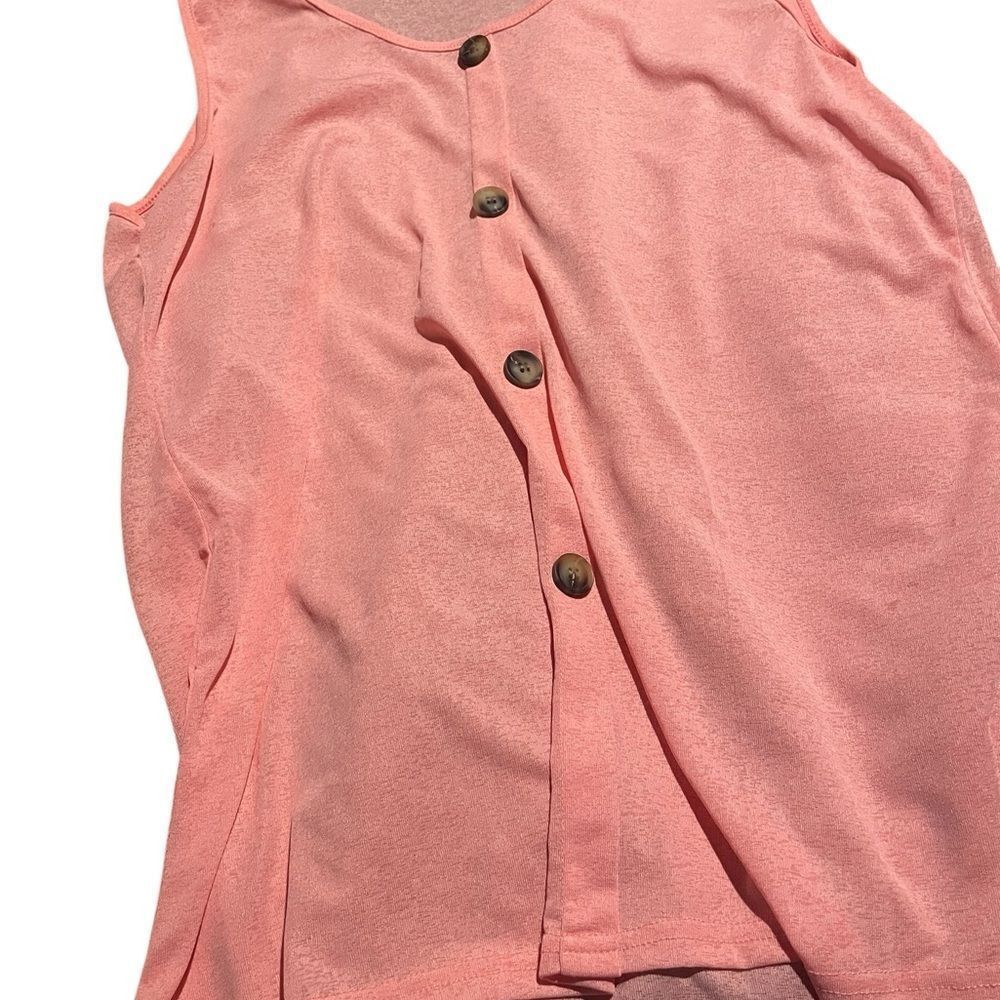 Kim Rogers 1X Sleeveless Pink Button-Down Top excellent condition
